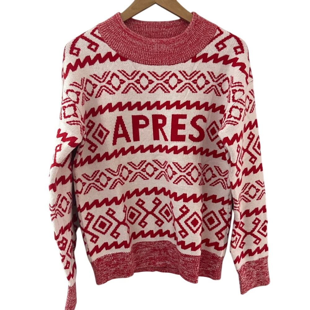 A New Day Apres Crew‎ Neck Graphic Pullover Sweater Red Size Medium - Picture 4 of 11